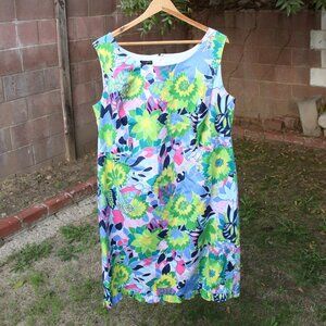 Talbots Island Floral Sateen Sheath Dress 14W